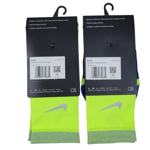 Nike Spark Cushioned Running Crew Socks Women 9.5-11 Men 8-9.5 Reflective 2 Pair - Picture 8 of 9
